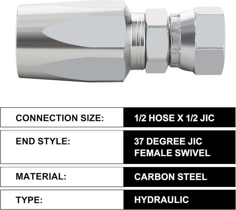 ANCIMOON 2PCS 1/2'' Reusable Hydraulic Fittings, Size #08 Single Wire Hydraulic Hose Repair Kit - Image 4